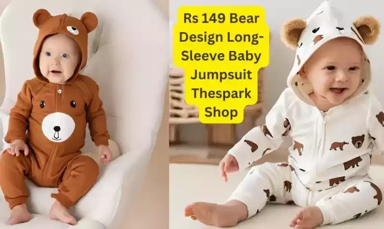 Rs 149 Bear Design Long-Sleeve Baby Jumpsuit TheSpark Shop-newsnests